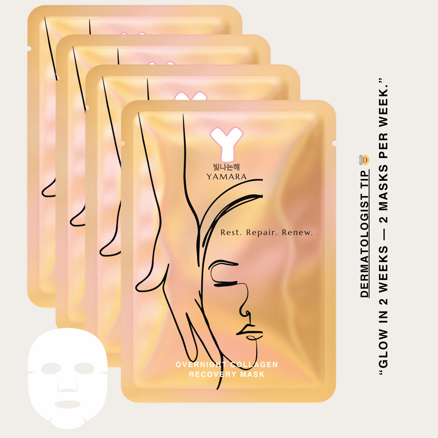 YAMARA collagen mask 2 times per week glow routine – dermatologist tip