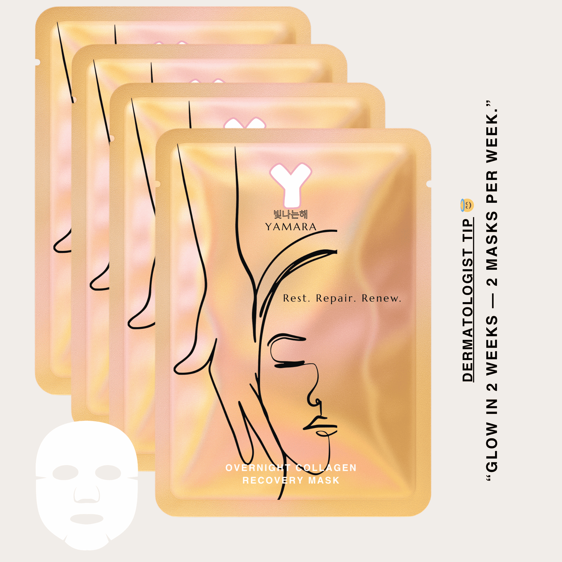 YAMARA collagen mask 2 times per week glow routine – dermatologist tip
